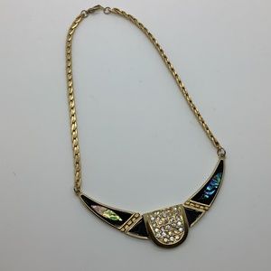Vintage Goldtone and Black Enamel Bib Necklace